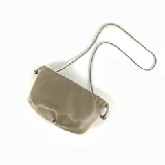 AYAKO　アヤコ　LEATHER　KINCHAKU　レザー巾着　レザーミニショルダーバッグ　ベージュ/グレ－ジュのサムネイル