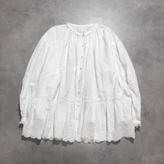 WQ1281●BEAMS BOY：カットワーク ロングスリーブ スモック ●F● 白 ビームスボーイ 定価￥16280- 刺繍レースブラウス ボリューム バルーンスリーブ  ふんわりガーリーのサムネイル