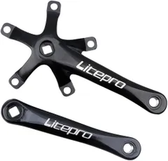 LITEPRO 折りたたみ自転車用 クランクセット 方孔クランク+チェーンリング 130BCD 170mm 45T/47T/53T/56T/58T 軽量アルミ合金 チェーンリングボルト5組付きのサムネイル
