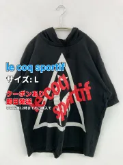 le coq sportif ルコックスポルティフ パーカー L ブラック 前面プリント ブランドロゴ プルオーバー 半端袖 メンズ レディースのサムネイル