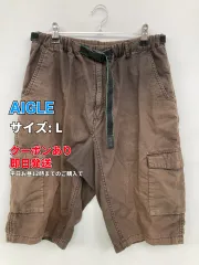 AIGLE エーグル カーゴパンツ L ブラウン ハーフ・ひざ丈 コットン 無地 ワンポイント ブランドロゴ スタンダード レギュラー ウエストゴム・紐 メンズのサムネイル