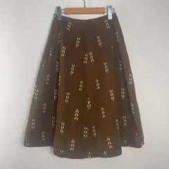 COCUE コキュ フレアスカート Aライン 総柄 刺繍デザイン ひざ丈 裏地付き レディース フェミニン ナチュラル ブラウン NA362のサムネイル