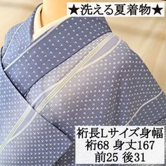 洗える夏着物・絽・小紋】水色 麻の葉 化繊 落ち着いた色 ろ02M03a