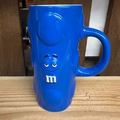 2003-04 GALERIE製 m&m's 陶器製 ジョッキ マグカップ ブルー 3Dフェイスのサムネイル