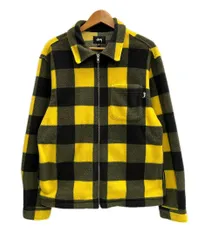 ステューシー STUSSY Polar Fleece Zip Up Shirt フリースジップアップシャツ チェックジャケット ジャケット イエロー Mサイズ 101MT-6493のサムネイル