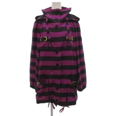 ソニアリキエル SONIA RYKIEL 美品 コート パーカー S ボーダー柄 ラグランスリーブ 黒 ブラック 紫 パープル /KB ■ECF006のサムネイル