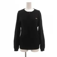ラコステ LACOSTE ジップアップニットカーディガン 42 黒 ブラック ワンポイント ラウンドネック 長袖 /NX ■ECF006のサムネイル