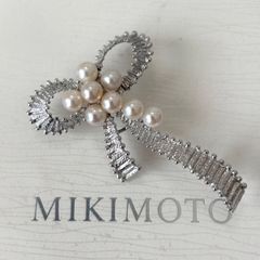 277【ミキモト】シルバー パール ブローチ リボン - メルカリ