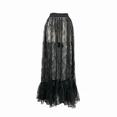 未使用品 24AW FUMIE=TANAKA フミエタナカ HEME LACE FRILL SK ヘムレースフリルスカート マキシ丈 ブラック 1 F24A-42のサムネイル