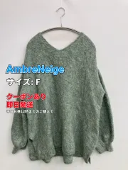 AmbreNeige アンブルネージュ ニット/セーター F グリーン ウール・ニット ナイロン 無地 リボン ミドル丈 長袖 Vネック レディースのサムネイル