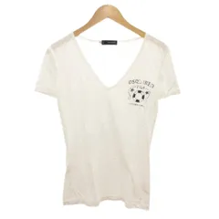 ディースクエアード DSQUARED2 Tシャツ カットソー 半袖 Vネック プリント ダメージ加工 L 白 ホワイト /JSのサムネイル