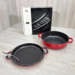STAUB ストウブ Sukiyaki&グリルパン 26cm チェリー 40508-281 両手鍋 グリルパン ホーロー 鋳鉄 IH対応 フランス製 箱付のサムネイル