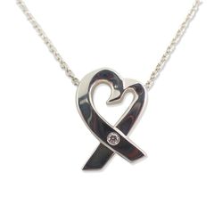 Tiffany & Co. 925 Loving Heart 1P Diamond Pendant / j174-4