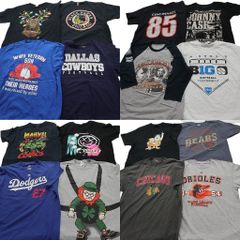 헌 옷 도매 정리 판매 프린트 T 셔츠 16 장 세트 (맨즈 L) 프로 팀 NFL NHL MLB 마블 다저스 중고 헌 옷 NF5268