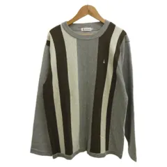 ハッシュパピー Hush Puppies トレーナー スウェット S グレー マルチカラー ストライプ柄 クルーネック 長袖 薄手 /PP ■GY18のサムネイル
