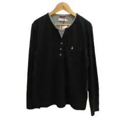 ハッシュパピー Hush Puppies タグ付き Tシャツ S 黒 ブラック グレー ボーダー柄 ハーフボタン 長袖 カットソー レイヤードデザイン /PPのサムネイル