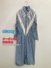stussy ステューシー シャツワンピース ブルー レース フリンジ 長袖 ロング・マキシ丈 レディースのサムネイル