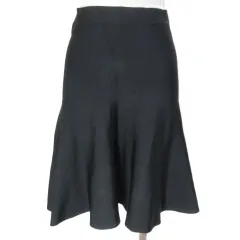 ビーシービージーマックスアズリア BCBGMAXAZRIA フレアスカート ジャージーニット ひざ丈 レーヨン XS 黒 ブラック /Xのサムネイル