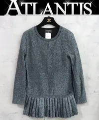【広尾店】美品 シャネル CHANEL ラメニット プリーツ ワンピース ドレス シルバー size38 P50520K06412 【19497】のサムネイル