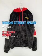 VISION STREET WEAR ヴィジョンストリートウェア パーカー L ブラック ボア ブランドロゴ 刺繍 プルオーバー 長袖 メンズ レディースのサムネイル