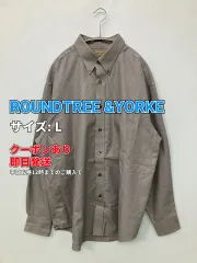 ROUNDTREE &YORKE ラウンドツリーアンドヨーク シャツ/ブラウス L グレー コットン ストライプ柄 長袖 ミドル丈 ボタンダウン メンズのサムネイル