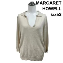 ◇ マーガレットハウエル MARGARET HOWELL サマーニット スキッパー 七分袖  アイボリー コットン 麻 2 M 9号 レディース S6G045のサムネイル