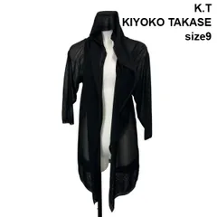 □ ケーティーキヨコタカセ K.T KIYOKO TAKASE カーディガン 七分袖 オープンフロント シアー フード付き ラメ  黒 9 レディース S6G050のサムネイル
