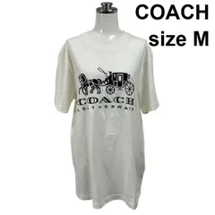 □ コーチ COACH Tシャツ 半袖 クルーネック ホースアンドキャリッジロゴ ブランドロゴ  モノトーンカラー 白 綿 M 9号 レディース S6G076のサムネイル