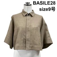 □ バジーレベントット BASILE28 ハーフジャケット シャツ トップス アウター 半袖 比翼 ベージュ 9号 M レディース S6G031のサムネイル