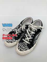 VANS バンズ スニーカー 24.0 ブラック キャンバス ブランドロゴ その他総柄 紐 ローカット メンズ レディース