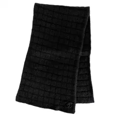 在庫一掃 シャネル マフラー レディース チェック ファッションアイテム ニット ココマーク CHANEL カシミヤ シルク ポリアミド ブラック 黒 秋 冬【中古品】のサムネイル
