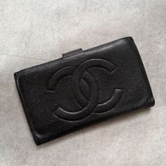 P-5212】CHANEL キャビアスキン 長財布 ブラック がま口 - メルカリ