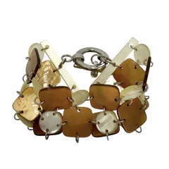 在庫一掃 ボッテガヴェネタ ブレスレット レディース アクセサリー BOTTEGAVENETA    ブラウン 茶 ベージュ シルバー金具 約25.7g【中古品】のサムネイル