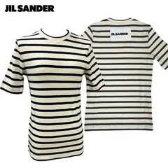 JIL SANDER+ ジルサンダー プラス 新品・アウトレット！ レディース トップス ボーダー Tシャツ クルーネック 半袖 リブ カットソー J40GC0111 J46497 クリーム×ブラック XS~Lのサムネイル