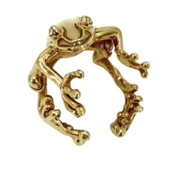 在庫一掃 ボッテガヴェネタ 指輪 レディース ラナ カエル アクセサリー ジュエリー 蛙 BOTTEGAVENETA シルバー925    約4号 ゴールド 約18.9g【中古品】のサムネイル