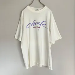 希少 90s Haagen-Dazs Cafe ハーゲンダッツ カフェ 企業Tシャツ クリーム アイボリー アートプリント キュビスム 両面 Hanes BEEFY-T メンズXL ヴィンテージ 古着 USAのサムネイル