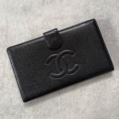 ✨美品✨ CHANEL ココマーク キャビアスキン タイムレスCC 長財布 黒