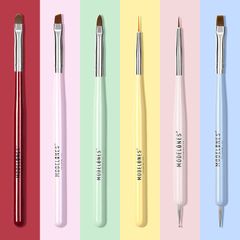 Modelones Nail Brush Set: A set of nail brushes for gel nails, including a builder glue brush, nail art line brush, nail dotting pen, and other nail art design pens and painting tools.