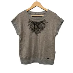 BALMAIN(バルマン) 半袖カットソー サイズ9 M レディース美品  - ブラウン×ライトグレー クルーネック/スタッズ/ラインストーンのサムネイル
