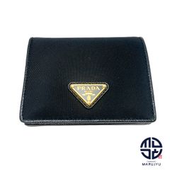PRADA プラダ トライアングルロゴ ナイロン×サフィアーノレザー NERO ネロ 黒 ブラック ゴールド三角プレート 二つ折り財布 2つ折り コンパクトウォレット サイフ ブランド PRADA プラダ トライアングルロゴ ナイロン×サフィアーノレザー NERO