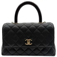 シャネル(CHANEL) マトラッセ ココハンドル24 XS 2wayバッグ 黒/レッド キャビアスキン/リザード ゴールド金具 プレート A92990 中古A レディース ハンドバッグ ショルダーバッグのサムネイル