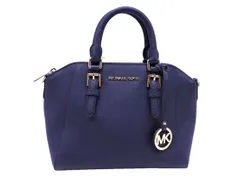 MICHAEL KORS マイケルコース レザー ロゴ ジップアップ ハンド バッグ 紺 ■■ レディースのサムネイル