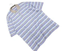 LANVIN ランバン ボーダー ポロシャツ sizeL/青 ■◆ メンズのサムネイル