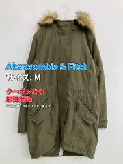Abercrombie & Fitch アバクロンビーアンドフィッチ モッズコート M カーキ ナイロン リアルファー 無地 ロング丈 フードあり メンズのサムネイル
