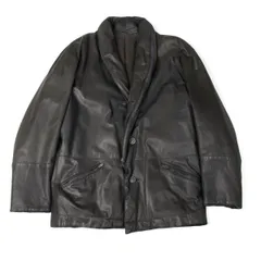 イッセイミヤケメンISSEY MIYAKE MEN カウレザージップショールカラージャケット チャコールMのサムネイル