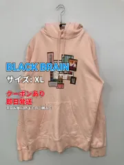 BLACK BRAIN ブラックブレイン パーカー XL ピンク 前面プリント プルオーバー 長袖 メンズ レディースのサムネイル