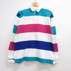 L/古着 アメリカンイーグル 長袖 ブランド ラガー シャツ メンズ 90年代 90s USA製 ホワイト ボーダー 26jun11のサムネイル