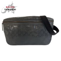 美品 GUCCI グッチ ブラック 黒 シルバー金具 ナイロン 019 0283