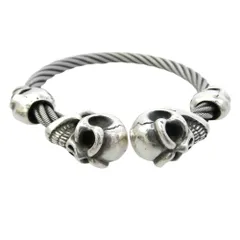 BILL WALL LEATHER ビルウォールレザー WIRE BANGLE 2グッドラックスカル 2ヴィンテージスカル  ケーブル ワイヤー バングル シルバー系【中古】のサムネイル