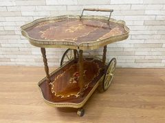 大阪のみ送料無料】イタリア製ワゴン 天然木 ラグジュアリー象嵌